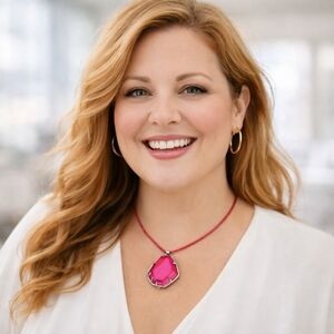 Kendra Scott Beatrix Floating Pink Agate Long Pendant Statement Necklace